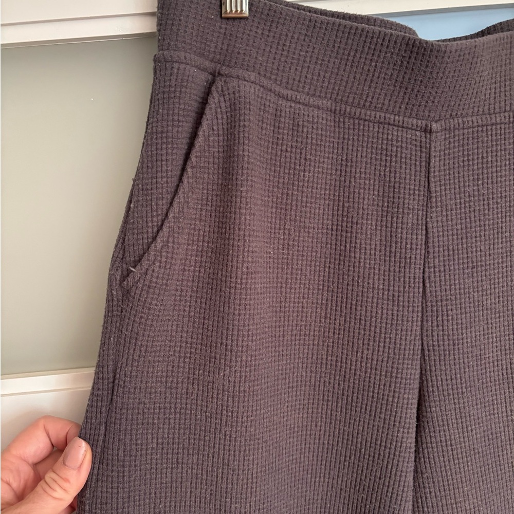 Zella Charcoal Waffle-Knit Wide Leg Pants